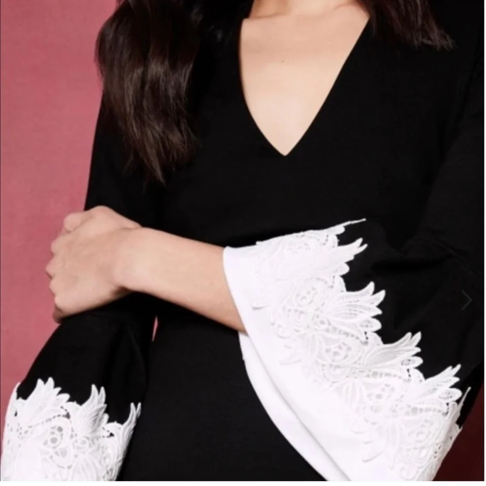 New Ted Baker Rastrel Sheath Dress Black White Bell Sleeve NWT Cocktail XS